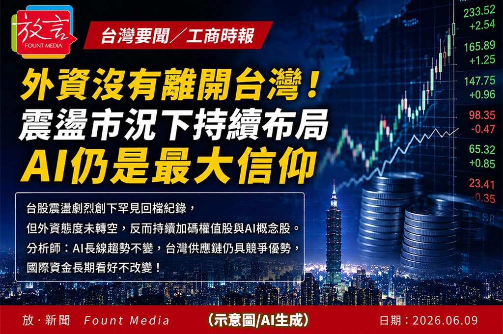《放. 新聞/台灣要聞/工商時報》外資沒有離開台灣!震盪市況下持續布局 AI仍是最大信仰