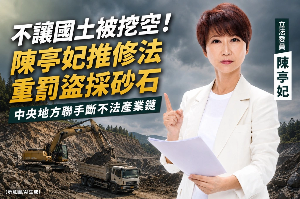 守護國土不能等！陳亭妃推修法「重罰盜採砂石」　全面斷絕不法產業鏈
