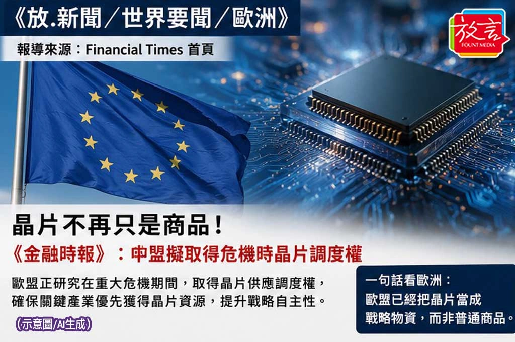 晶片不再只是商品！《金融時報》：歐盟擬取得危機時晶片調度權
