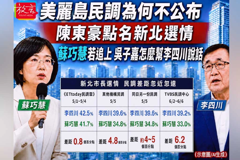 《放．新聞》美麗島民調為何不公布？陳東豪點名新北選情：蘇巧慧若追上，吳子嘉怎麼幫李四川說話？