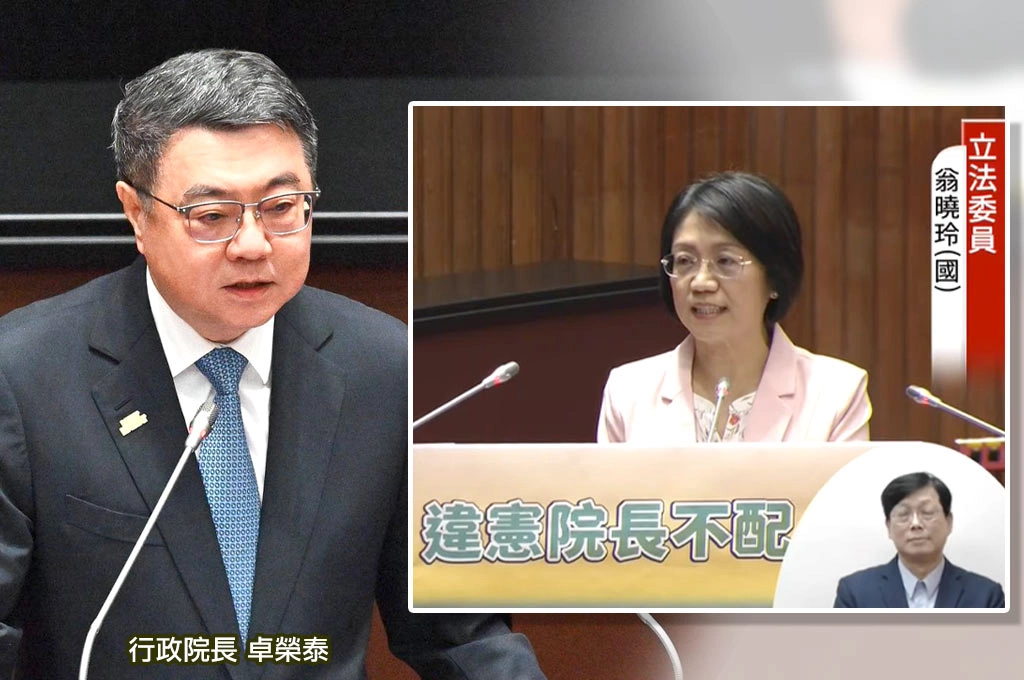 翁上人又發作？！翁曉玲立院質詢稱卓榮泰「不配上台」直罵他違法嗆：自己是法律人不屑對話