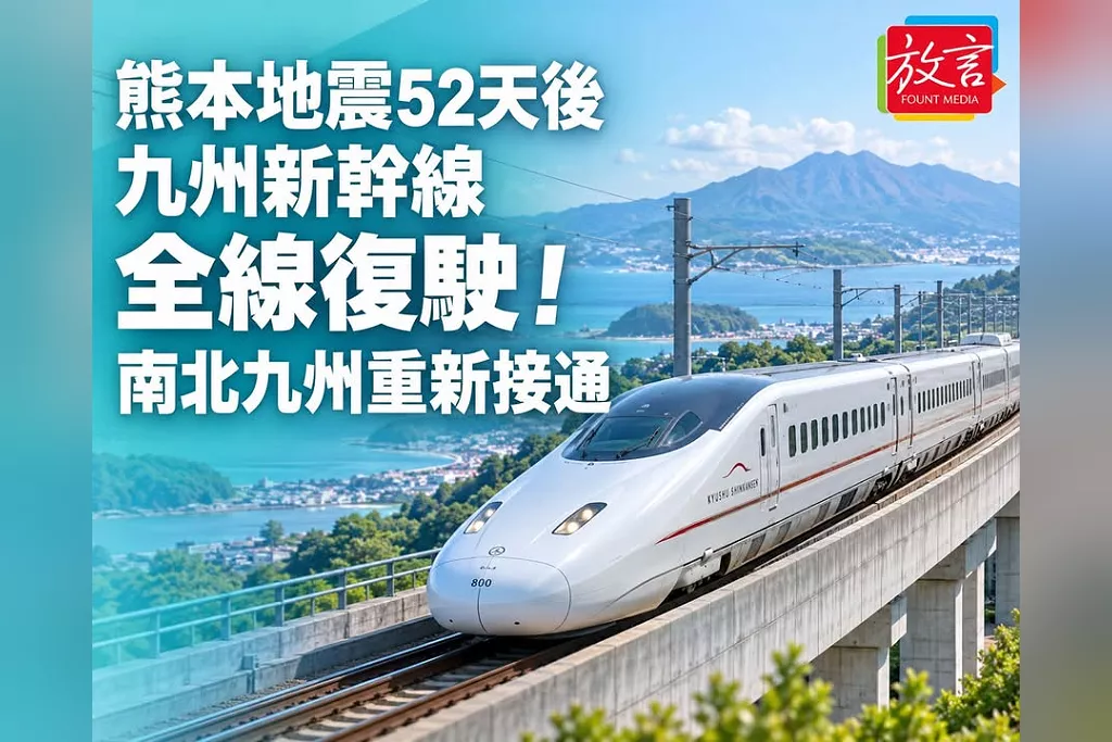 熊本地震52天後九州新幹線全線復駛！熊本—新水俣首班車清晨6時11分開出　南北九州重新接通