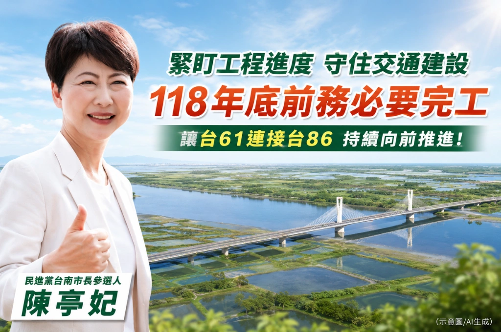 陳亭妃緊盯曾文溪景觀大橋進度！喊話118年底前務必完工 加速台61接台86
