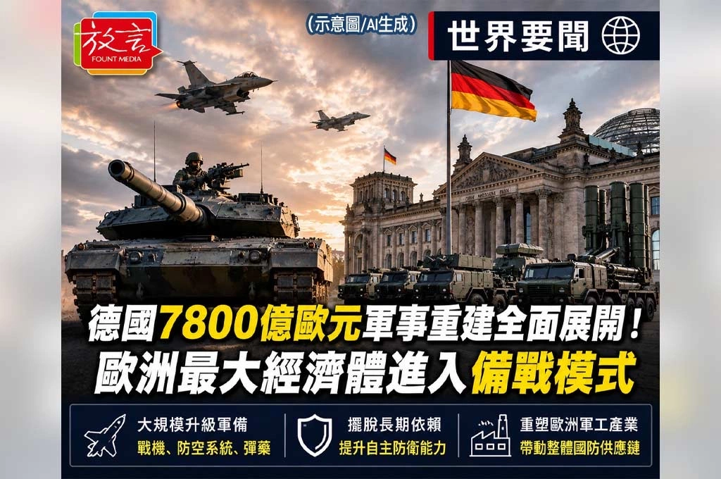 《放. 新聞／世界要聞／德國》德國7800億歐元軍事重建全面展開！歐洲最大經濟體進入備戰模式
