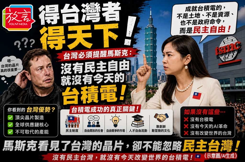 《放．專題》「得台灣者得天下」！台灣必須提醒馬斯克：沒有民主自由　就沒有今天的台積電