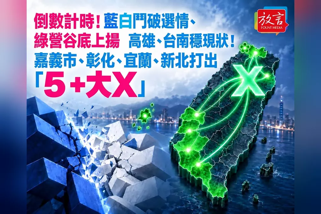 倒數計時！藍白鬥破選情、綠營谷底上揚　高雄、台南穩現狀！嘉義市、彰化、宜蘭、新北打出「5 +大X」