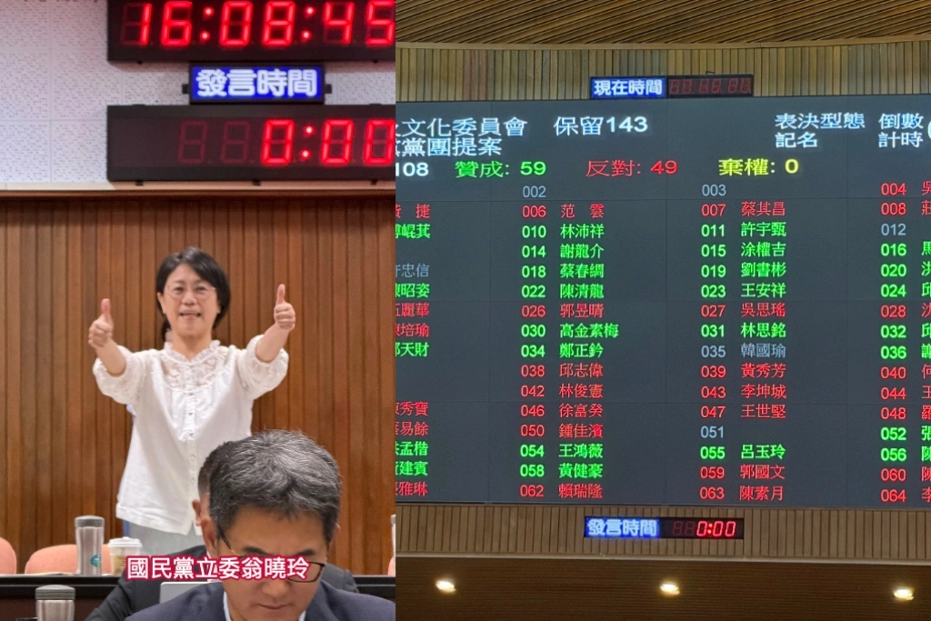 刪預算刪上癮？吳思瑤曝翁曉玲在議場「比讚洋洋得意」照、刪文化部千萬預算稱：青鳥飼料費！