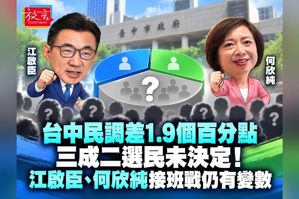 台中民調差1.9個百分點　三成二選民未決定！江啟臣、何欣純接班戰仍有變數