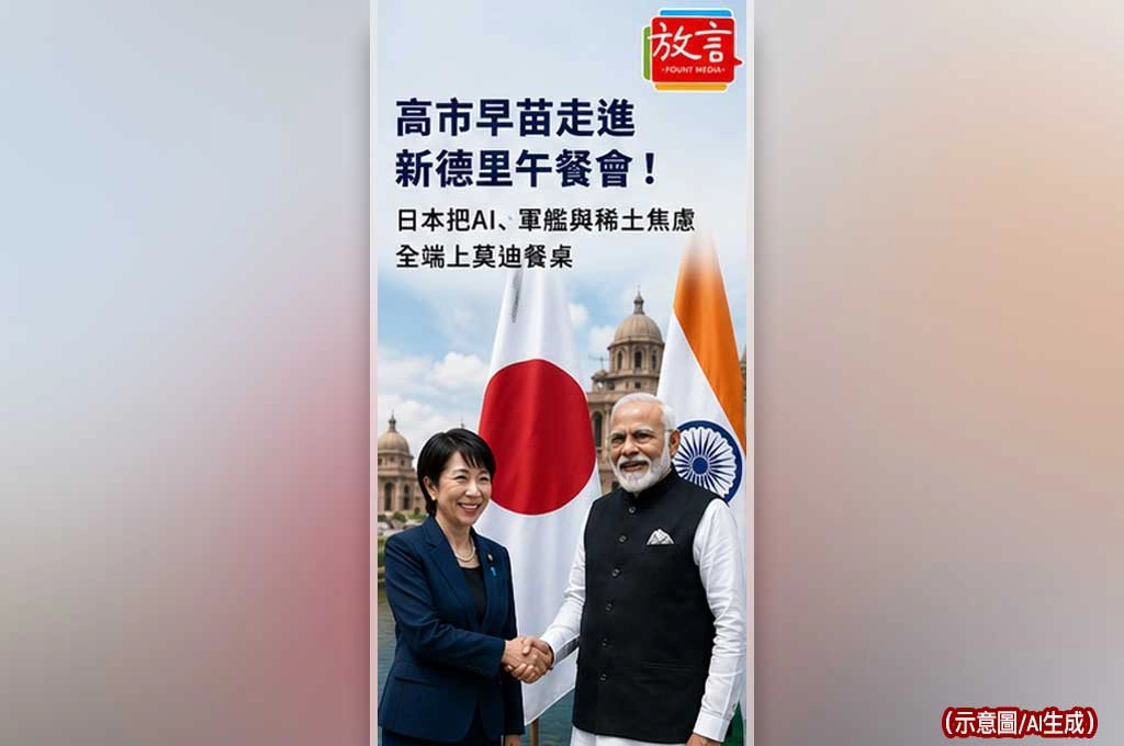 《放. 新聞／世界要聞／日本印度》高市早苗走進新德里午餐會！日本把AI、軍艦與稀土焦慮全端上莫迪餐桌