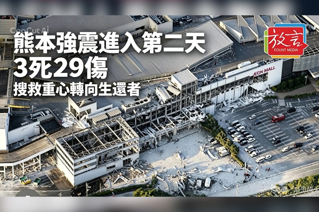 熊本強震進入第二天　3死29傷　搜救重心轉向生還者