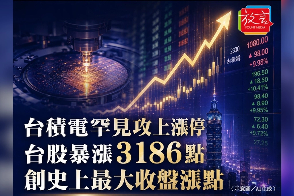 台積電罕見攻上漲停　台股暴漲3186點創史上最大收盤漲點