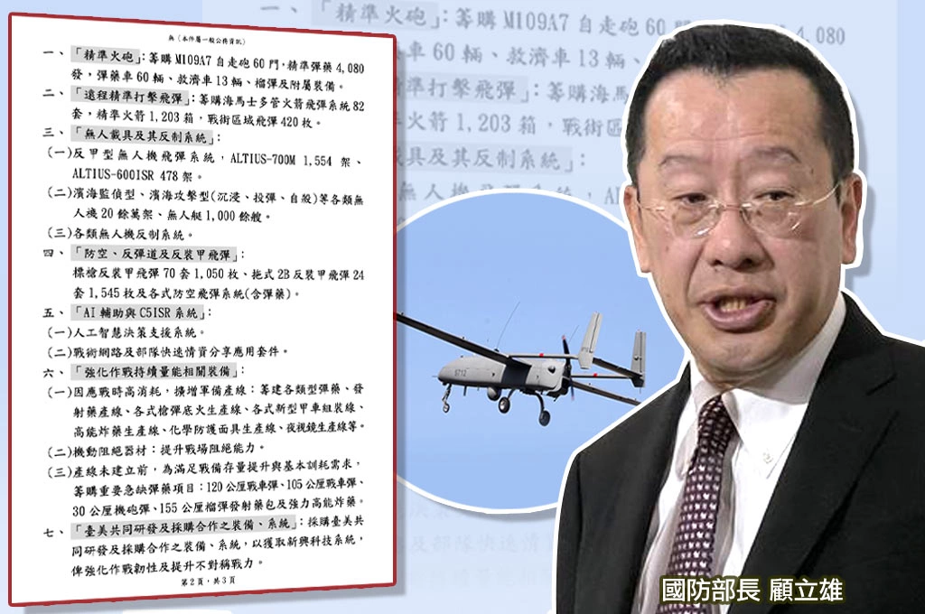 1.25兆國防預算採購清單曝光！國防部公開籌購7類武器數量：購逾20萬架無人機、千艘無人艇