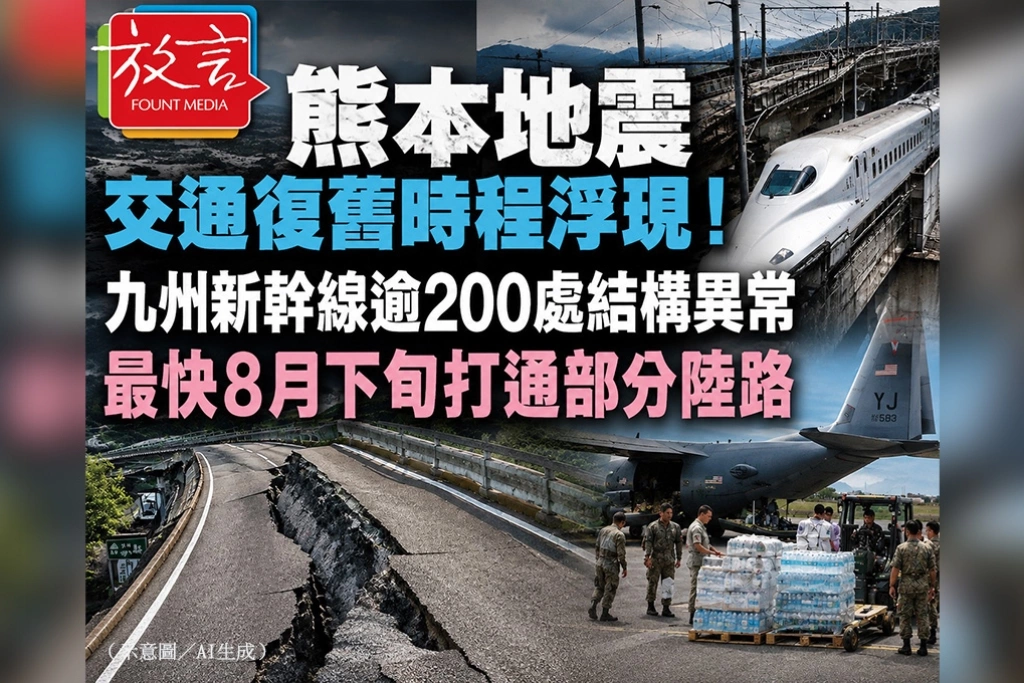 熊本地震交通復舊時程浮現！九州新幹線逾200處結構異常　最快8月下旬打通部分陸路