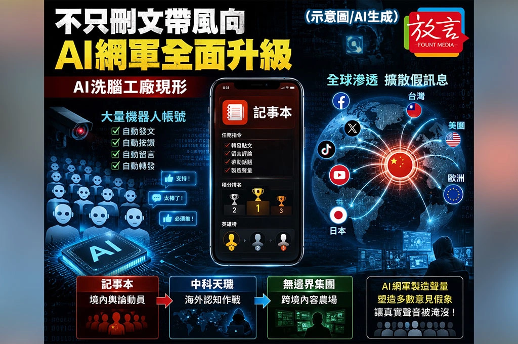 不只刪文帶風向！資安人士揭中共網軍升級版　「記事本」APP打造全球認知作戰工廠
