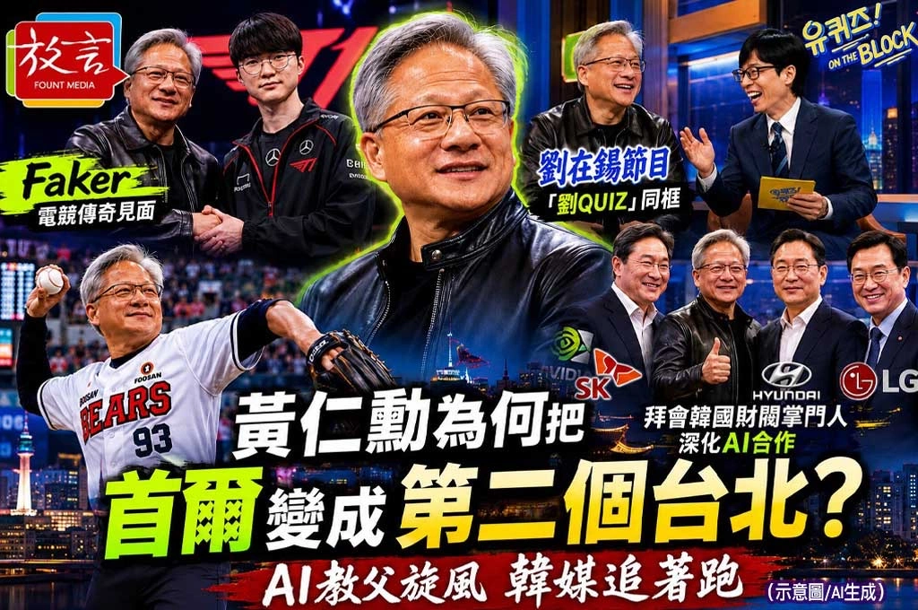 黃仁勳為何把首爾變成第二個台北？從Faker、劉在錫到財閥掌門人　AI教父旋風韓媒追著跑