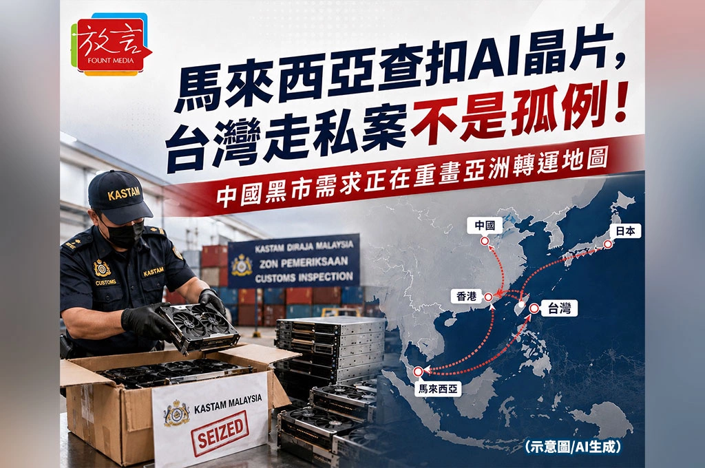 馬來西亞查扣AI晶片，台灣走私案不是孤例！中國黑市需求正在重畫亞洲轉運地圖