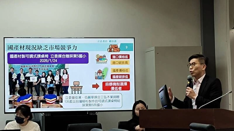 立委提生生用國產材課桌椅  陳駿季允與教育部討論