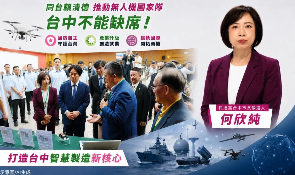 賴清德喊2030外銷400億！何欣純爭取無人機智慧製造中心落腳台中