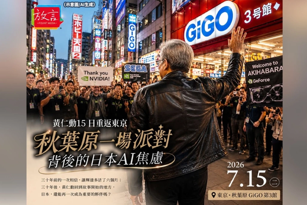 黃仁勳15日重返東京　秋葉原一場派對背後的日本AI焦慮