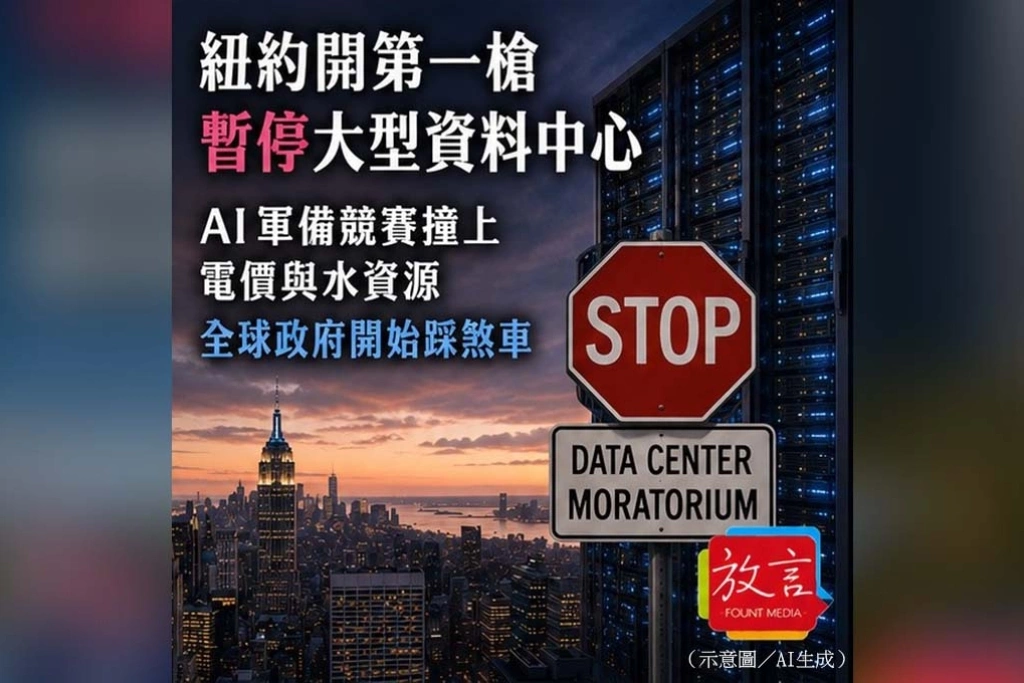 《放. 新聞/世界要聞》紐約開第一槍暫停大型資料中心　AI軍備競賽撞上電價與水資源，全球政府開始踩煞車