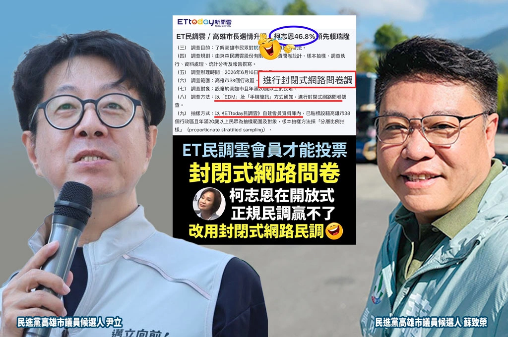 高雄市長民調柯志恩贏賴瑞隆？ 綠營諷「會員制」網路投票操作假象：不如下次找藍營側翼辦！