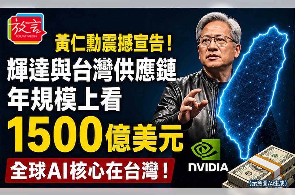 《放．專題》黃仁勳震撼宣告！輝達與台灣供應鏈年規模上看1500億美元　全球AI核心在台灣