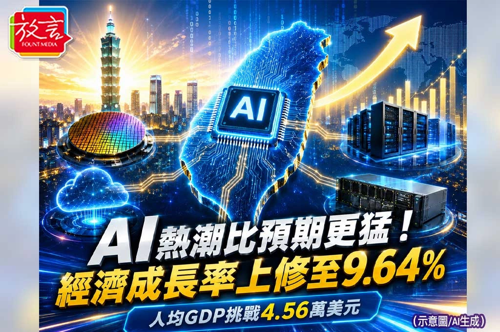 AI熱潮比預期更猛！主計總處大幅上修經濟成長率至9.64%　人均GDP挑戰4.56萬美元