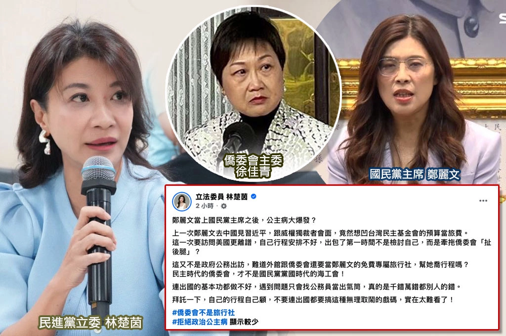 林楚茵酸鄭麗文「公主病大爆發」！訪美出包竟怪僑委會：不是妳的免費旅行社