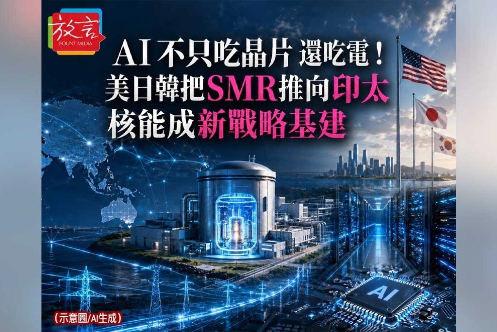 《放. 新聞／世界要聞／AI能源》 AI不只吃晶片，還吃電！美日韓把SMR推向印太，核能成新戰略基建