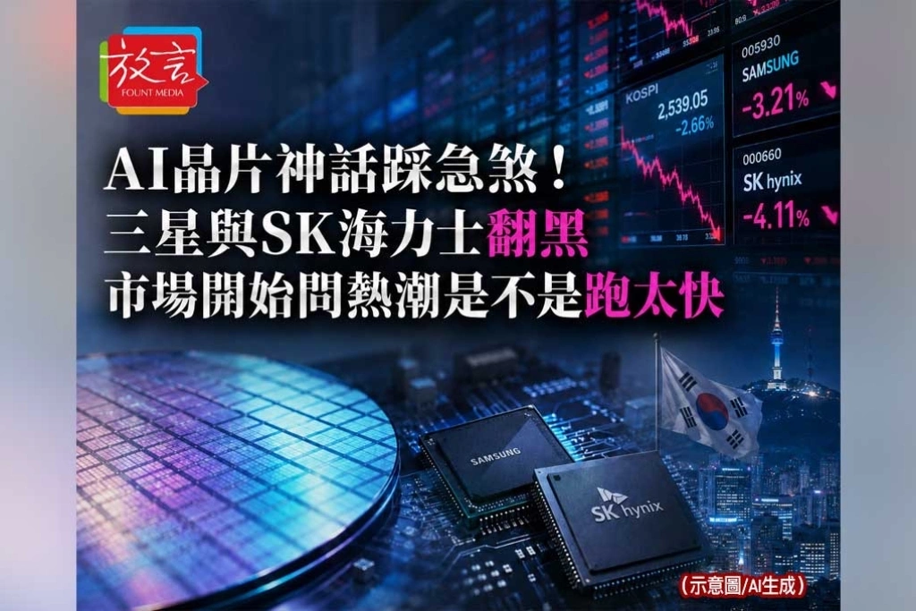《放. 新聞／世界要聞／科技金融》 AI晶片神話踩急煞！三星、SK海力士翻黑，市場開始問熱潮是不是跑太快
