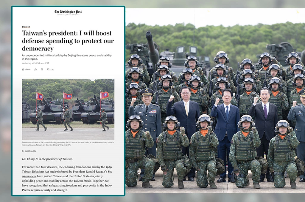 賴清德《華郵》投書：我將提升國防預算以捍衛我們的民主...中英全文一次看！