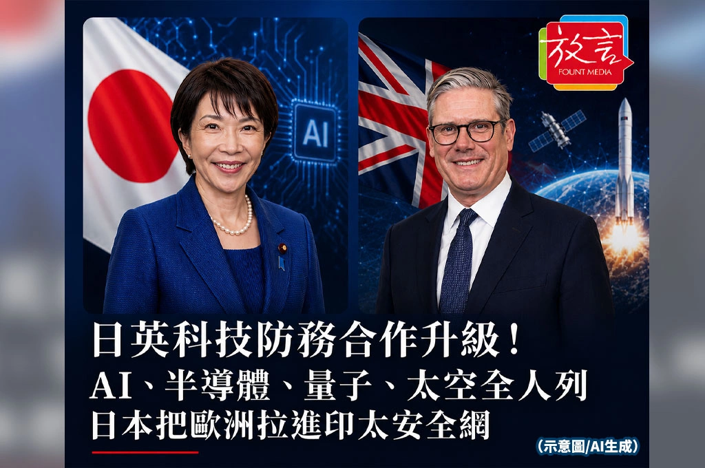 《放. 新聞/世界要聞/日本》日英科技防務合作升級！AI、半導體、量子、太空全入列　日本把歐洲拉進印太安全網