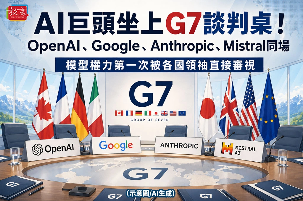 《放. 新聞/世界要聞/歐洲》AI巨頭坐上G7談判桌！OpenAI、Google、Anthropic、Mistral同場　模型權力第一次被各國領袖直接審視