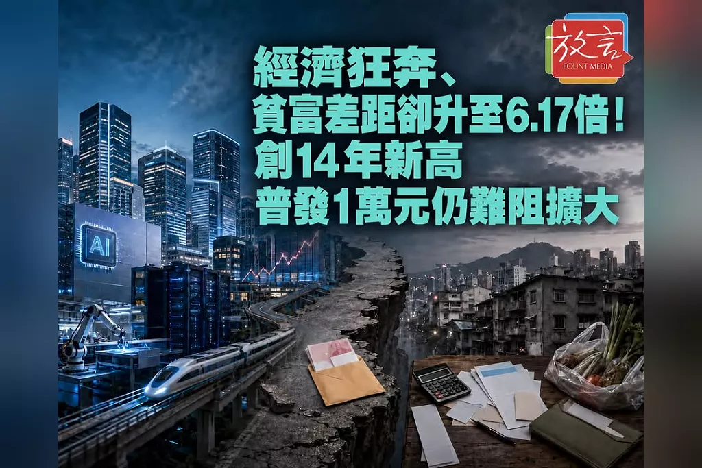 經濟狂奔、貧富差距卻升至6.17倍！創14年新高　普發1萬元仍難阻擴大
