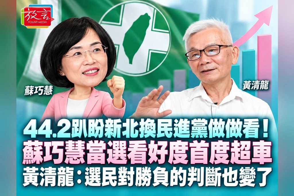 44.2趴盼新北換民進黨做做看！蘇巧慧當選看好度首度超車　黃清龍：選民對勝負的判斷也變了