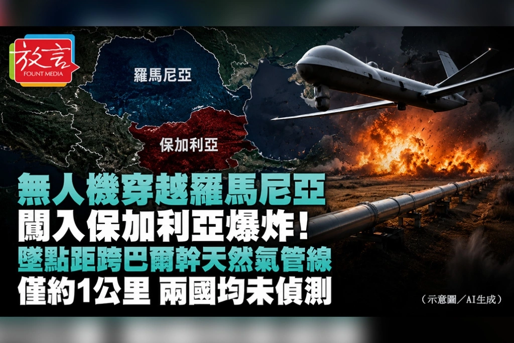 無人機穿越羅馬尼亞闖入保加利亞爆炸！墜點距跨巴爾幹天然氣管線僅約1公里　兩國均未偵測