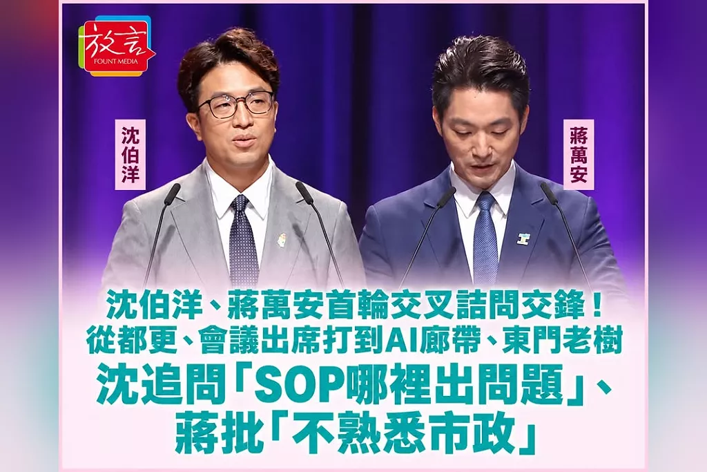 沈伯洋、蔣萬安首輪交叉詰問交鋒！從都更、會議出席打到AI廊帶、東門老樹　沈追問「SOP哪裡出問題」、蔣批「不熟悉市政」
