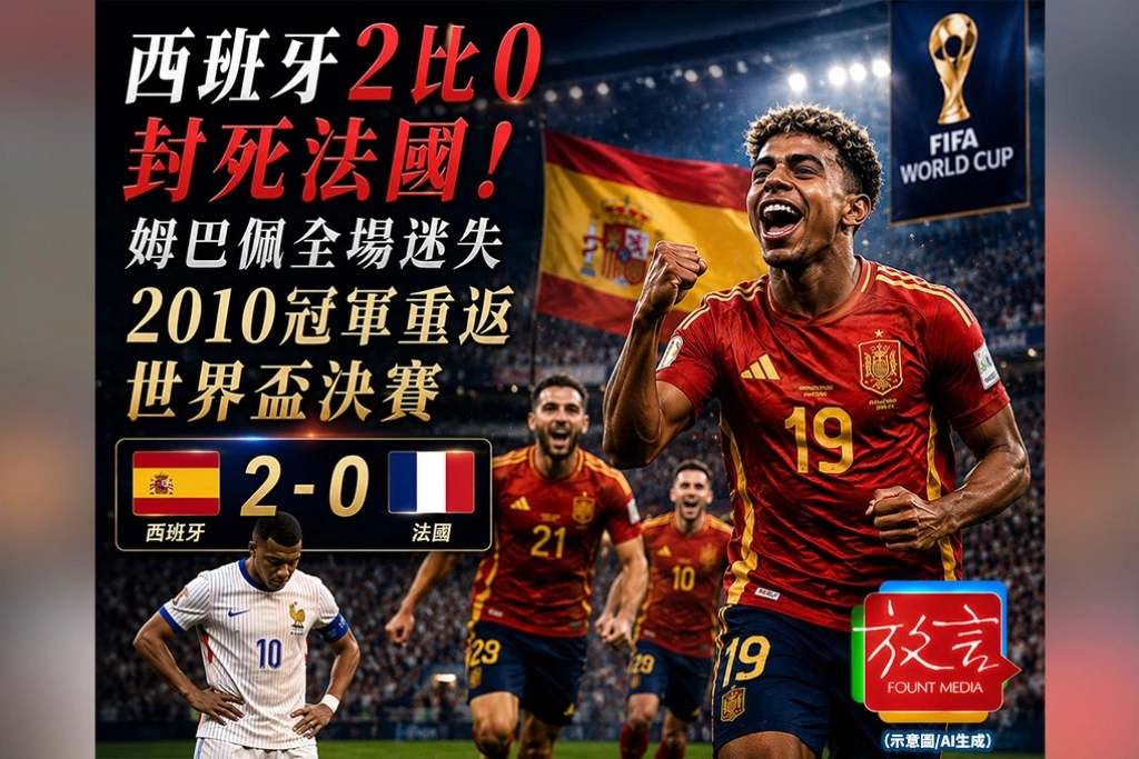 《放. 新聞／世界盃》西班牙2比0封死法國！姆巴佩全場失去方向，2010冠軍重新走回世界盃決賽