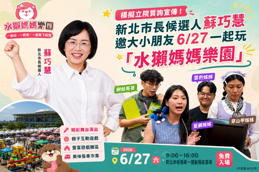 模擬立院質詢超爆笑！蘇巧慧為「小水獺們」親自監督籌備 宣布6/27打造「水獺媽媽樂園」
