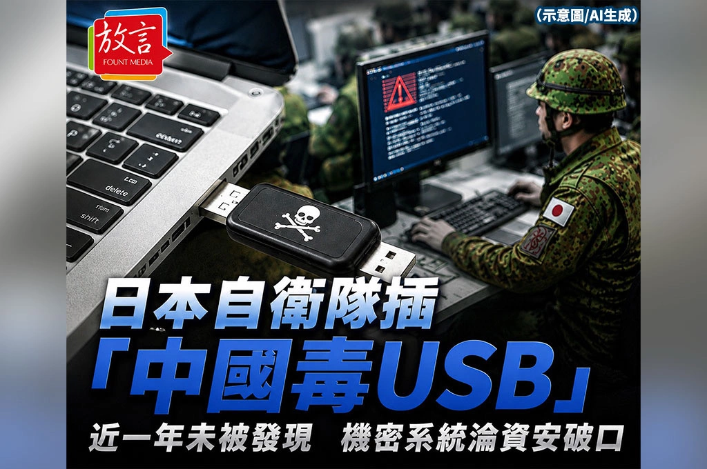 《放．新聞/日本》日本自衛隊插「中國毒USB」近一年未被發現　機密系統淪資安破口
