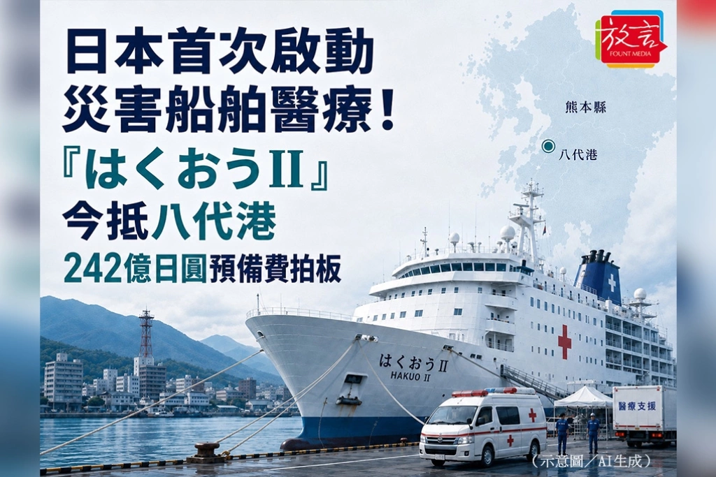 日本首次啟動災害船舶醫療！「はくおうII」今抵八代港　242億日圓預備費拍板