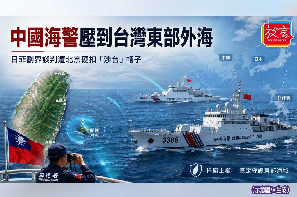 中國海警把壓力推到台灣東部外海！日菲劃界談判遭北京硬扣「涉台」帽子