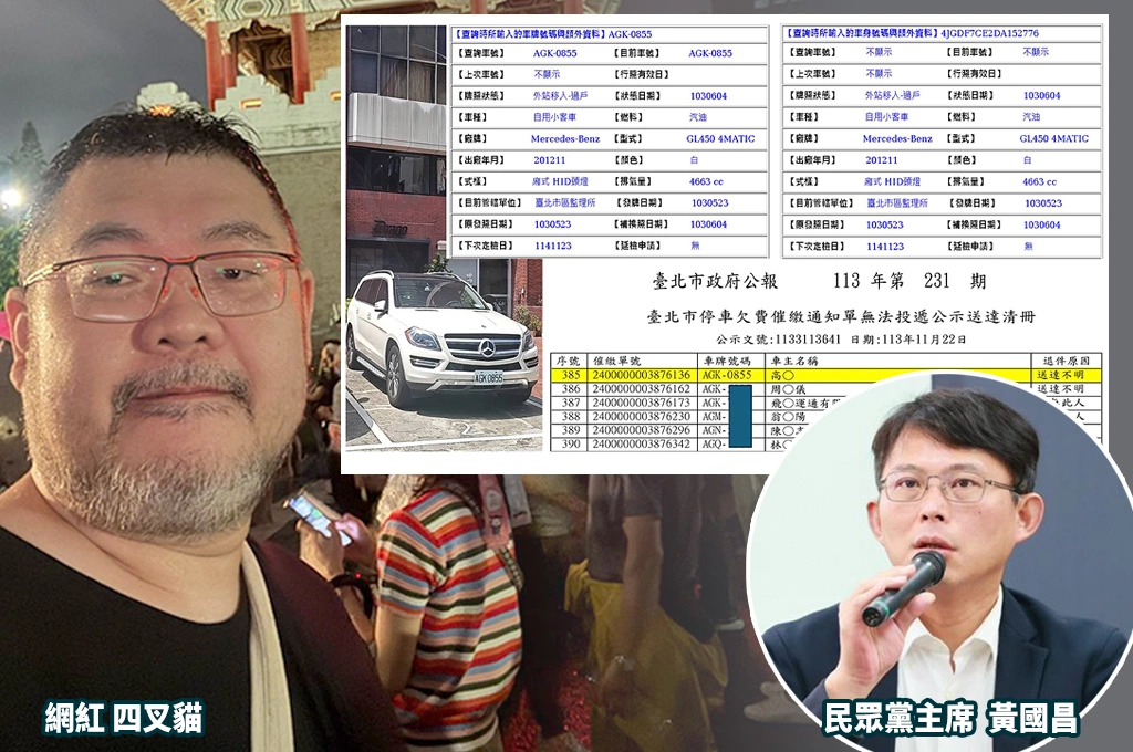 找到黃國昌的美國賓士車了!四叉貓揭「就是老婆高翔的車」...2點推論質疑:登記在高O名下躲避財產申報?