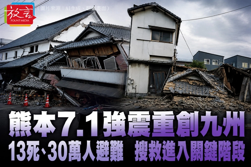熊本7.1強震重創九州　13死、30萬人避難　搜救進入關鍵階段