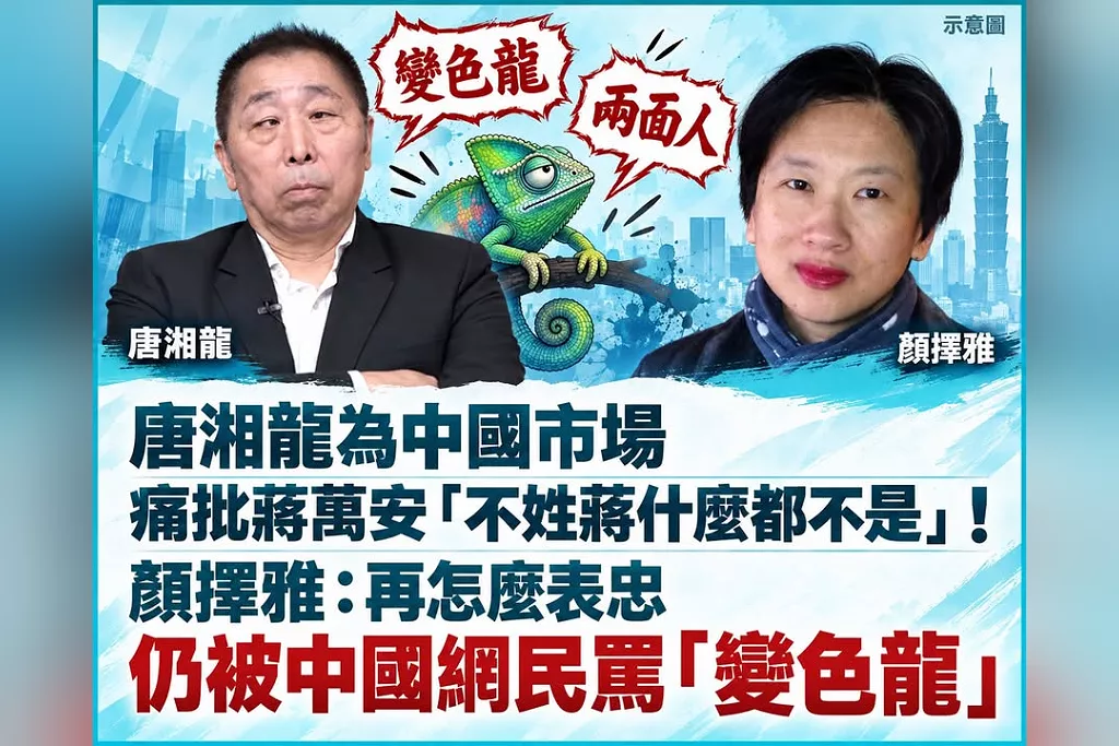 唐湘龍為中國市場痛批蔣萬安「不姓蔣什麼都不是」！顏擇雅：再怎麼表忠，仍被中國網民罵「變色龍」