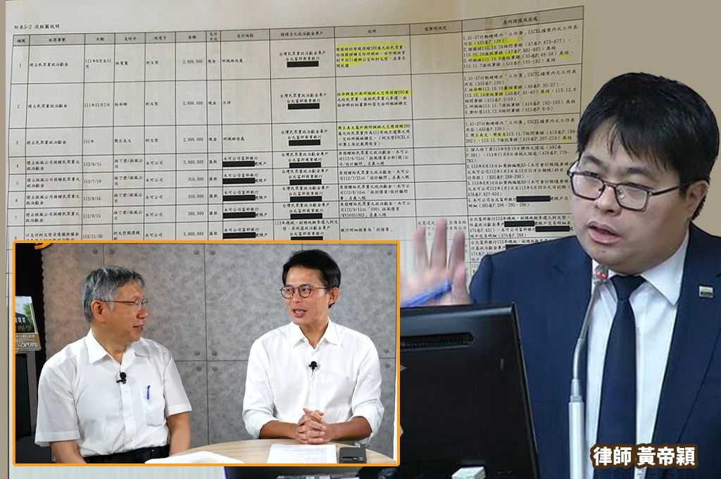 黃國昌稱「賣臉」要募款1000萬？黃帝穎酸：跟旁邊的柯文哲追討侵佔政治獻金600萬、壓力馬上減六成