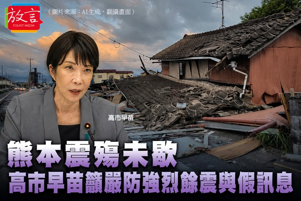 熊本震殤未歇　高市早苗籲嚴防強烈餘震與假訊息