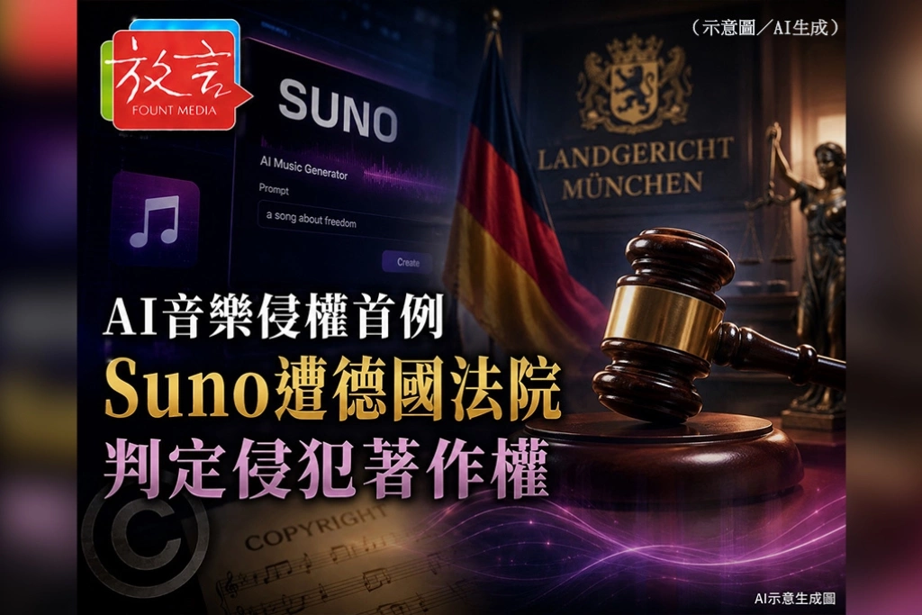 AI音樂侵權首例　Suno遭德國法院判定侵犯著作權