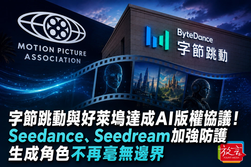 字節跳動與好萊塢達成AI版權協議！Seedance、Seedream加強防護　生成角色不再毫無邊界