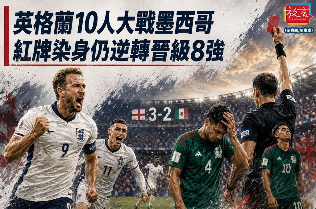 《放．新聞／世足賽》英格蘭10人大戰墨西哥　紅牌染身仍逆轉晉級8強
